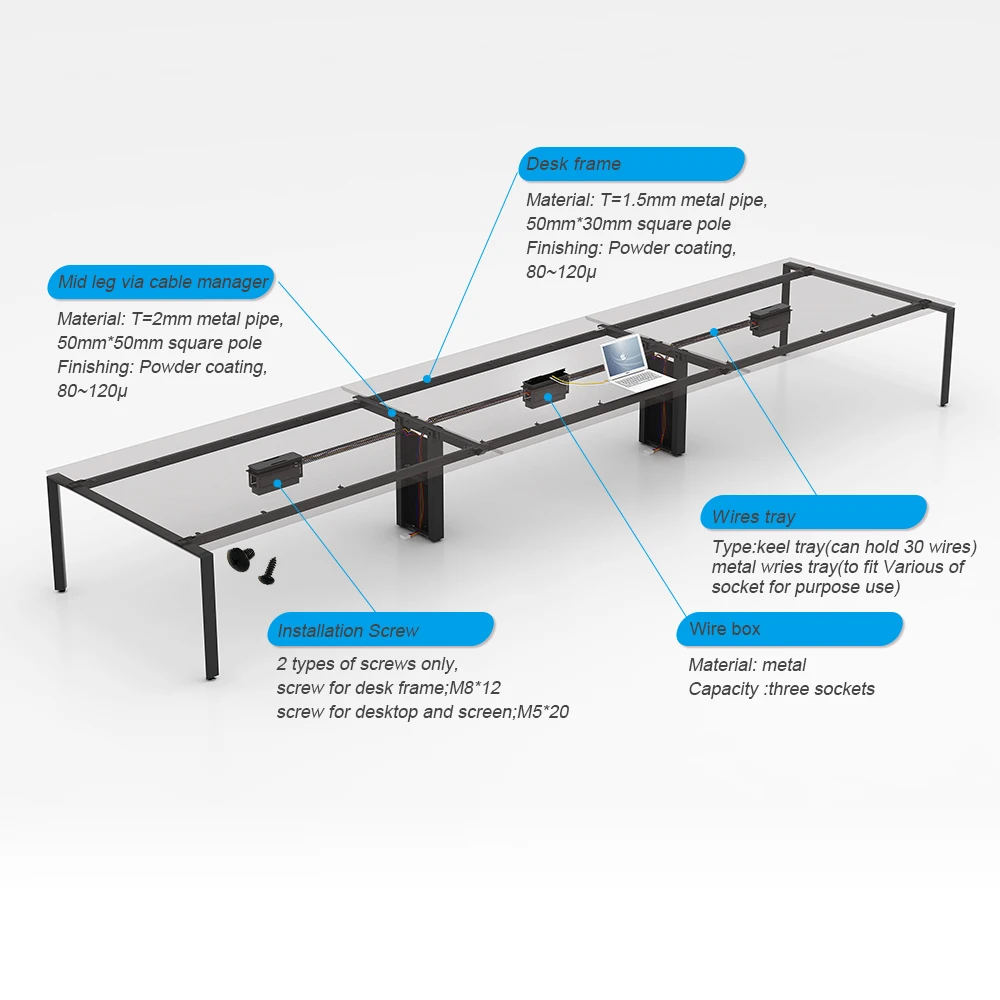 
Hank frame wood desktop modern office furniture conference table used in meeting 