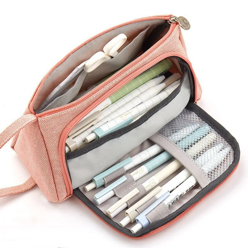 Amazon Hot Popular Large Capacity Canvas Waterproof Durable Pen Box kawaii Pencil Case Suitable For School Office