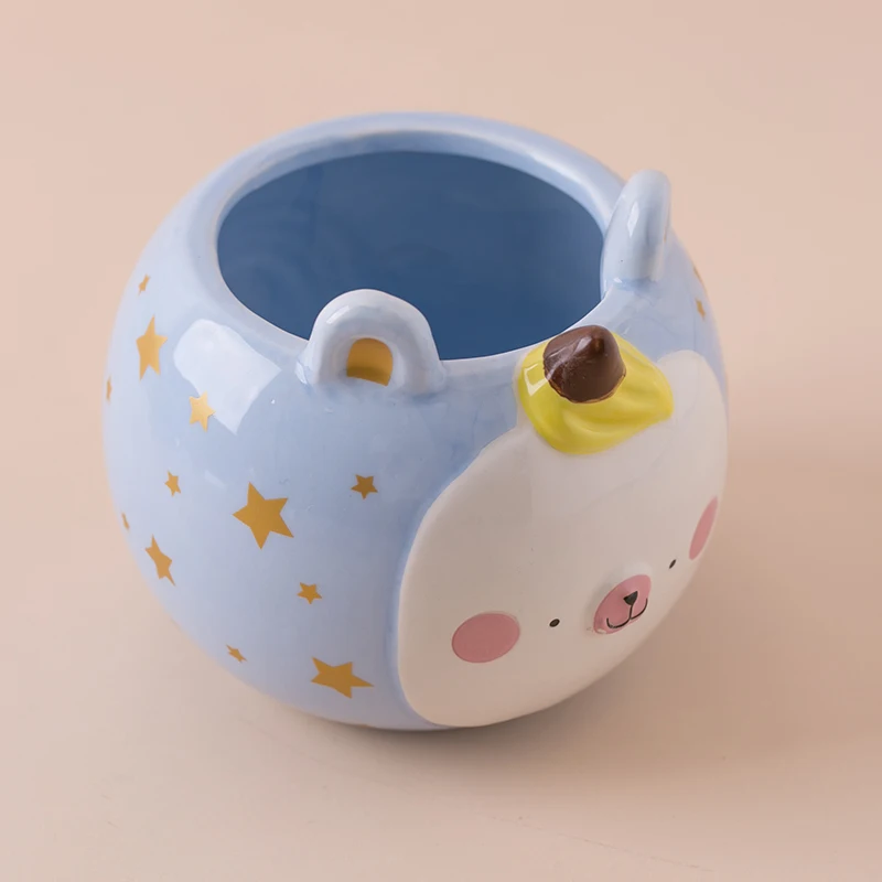 Decorative cute unicorn design stands mini cute cheap ceramic Flower Plant Pots for planting