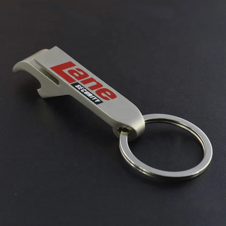 High Quality Metal Beer and Can Opener Keychain With Print Lane Security Logo