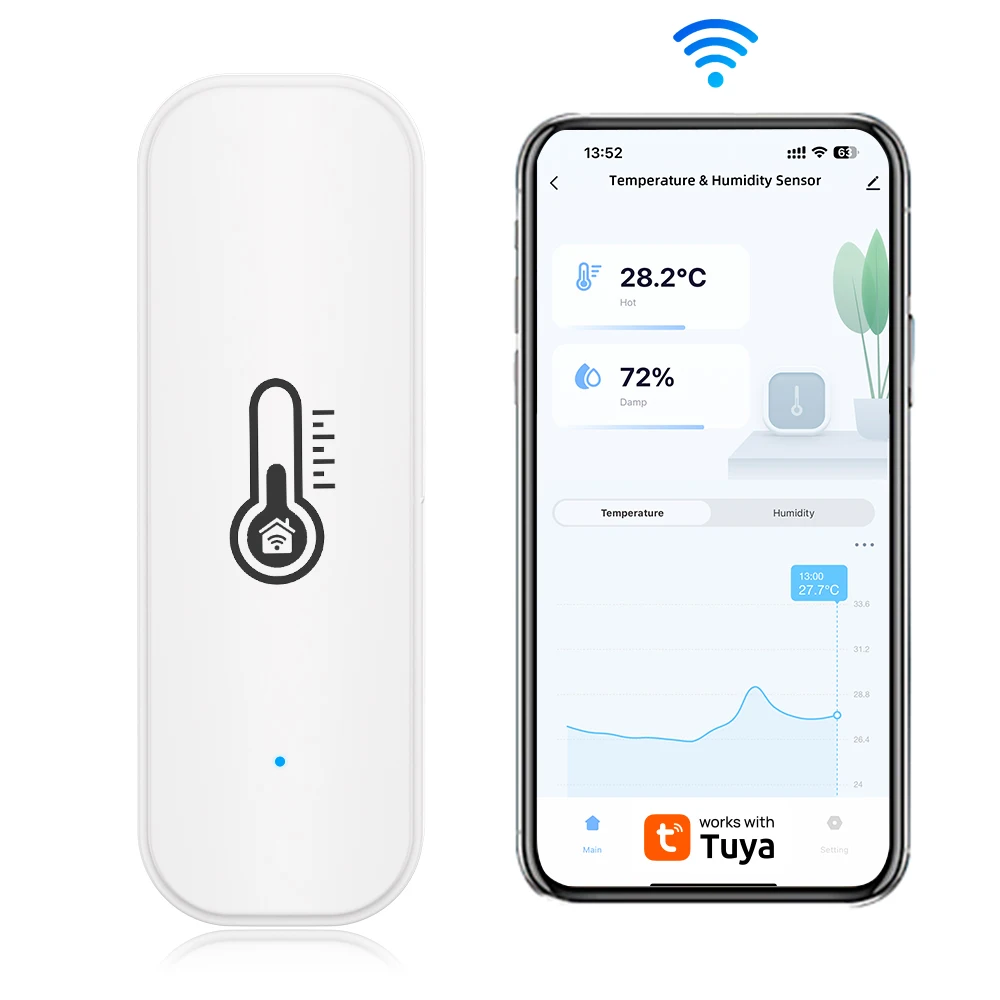 Tuya WIFI Temperature and Humidity Monitoring Sensor Can Linkage with Air Conditioner and Humidifier