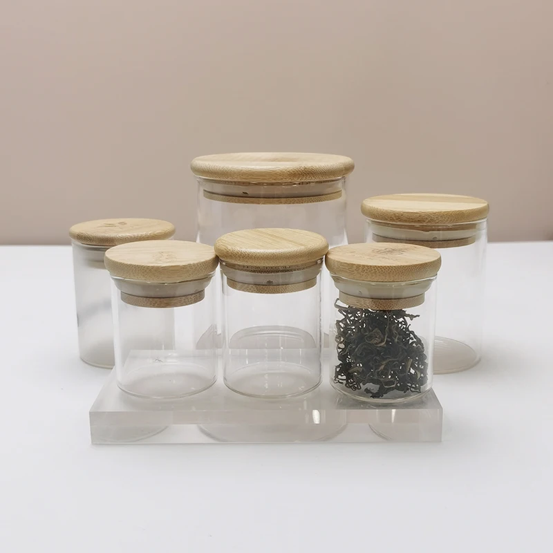 Manufacturer Empty Candle Body Butter Cookie Honey Spice Storage Canning Bamboo Lid Glass Ginger Jars And Containers