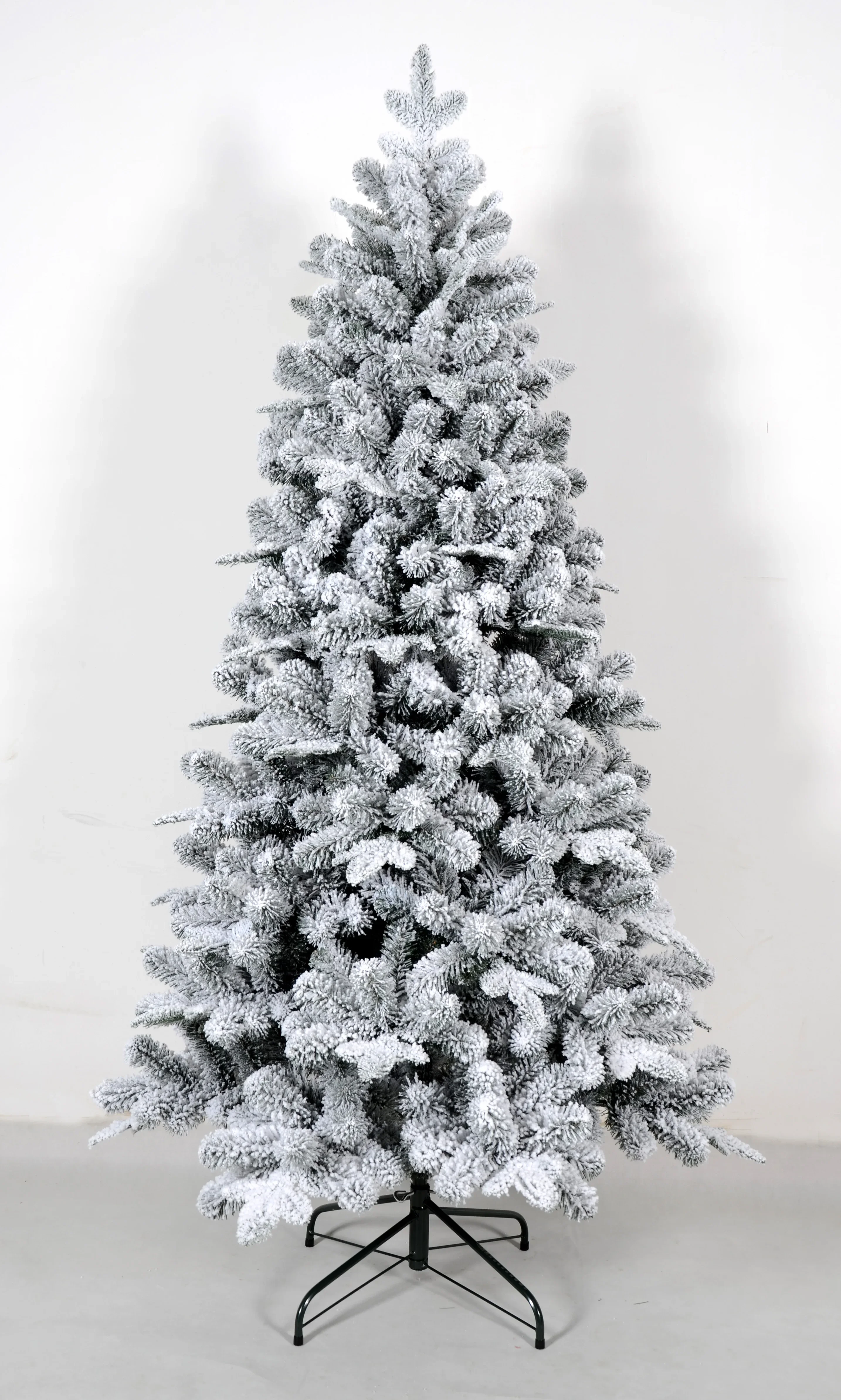 Premium Snow Flocked Hinged Trees Artificial Christmas Pine Indoor Lighted Pvc White Xmas Tree