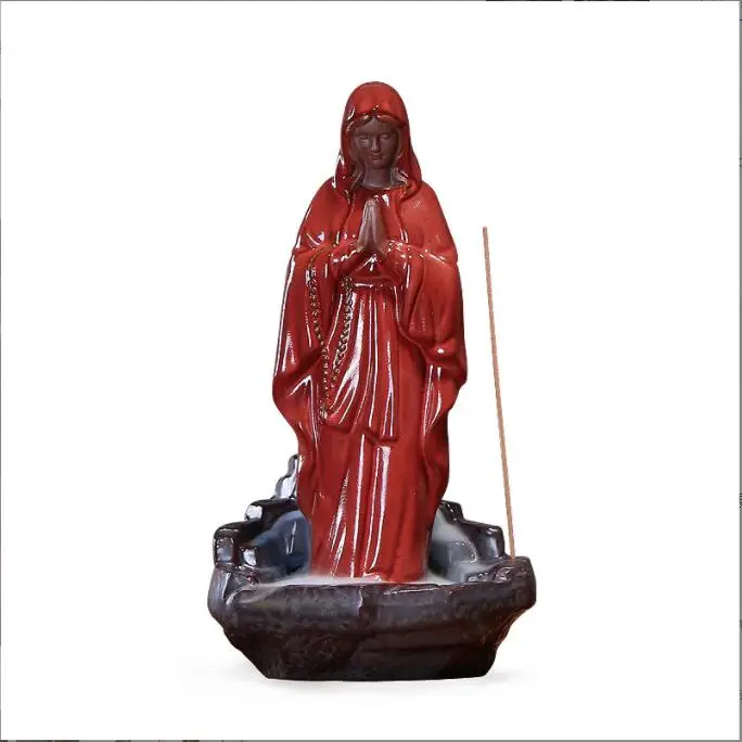 Home Decor Virgin Mary Jesus Christ Backflow Incense Burner Incense Holder Yoga Spa Meditation Religious Ceramic Home Decoration