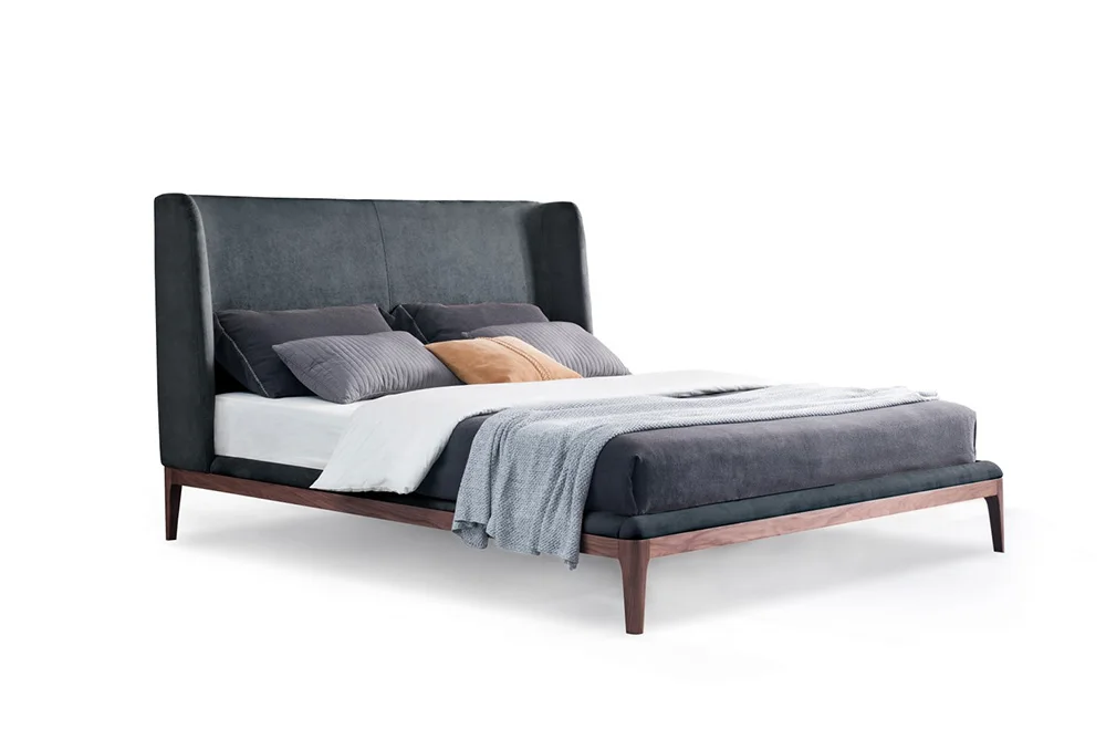 Gainsville Modern Elegant Up-holstered Bed High Quality Apartment Bed WIth Wood Legs