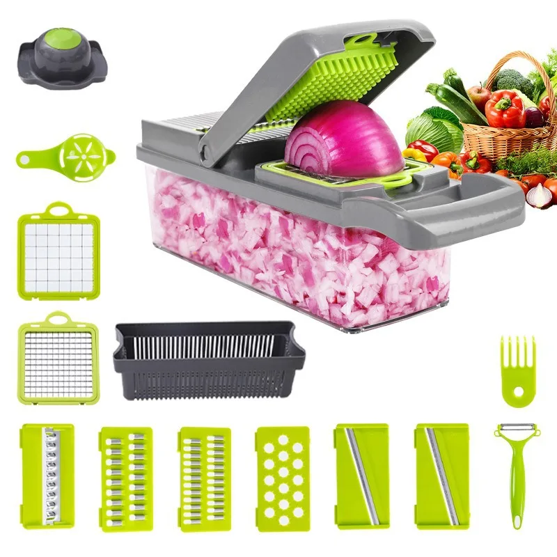 Baming Vegetable Chopper - Spiralizer Vegetable Slicer - Onion Chopper with Container - Pro Food Chopper - Slicer Dicer Cutter