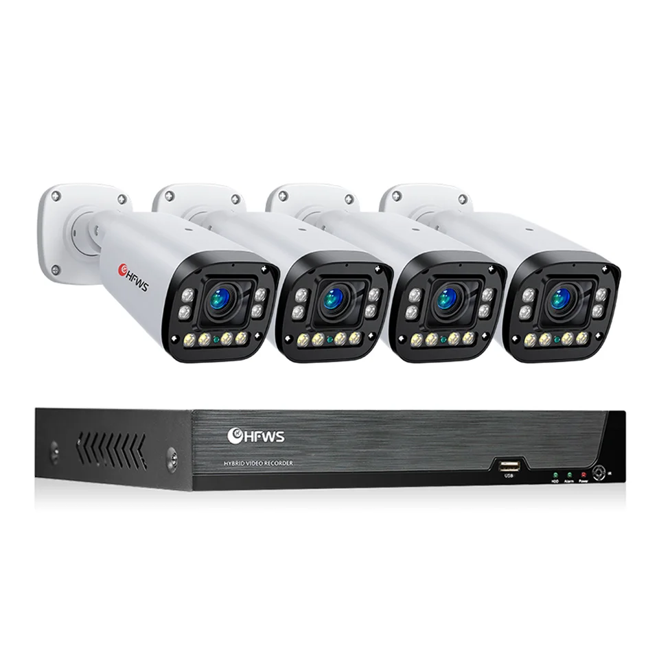 Home Security Camera System 8MP Cctv Security Camera System 4CH Motorized Lens 4x Manual Zoom Nvr Kit
