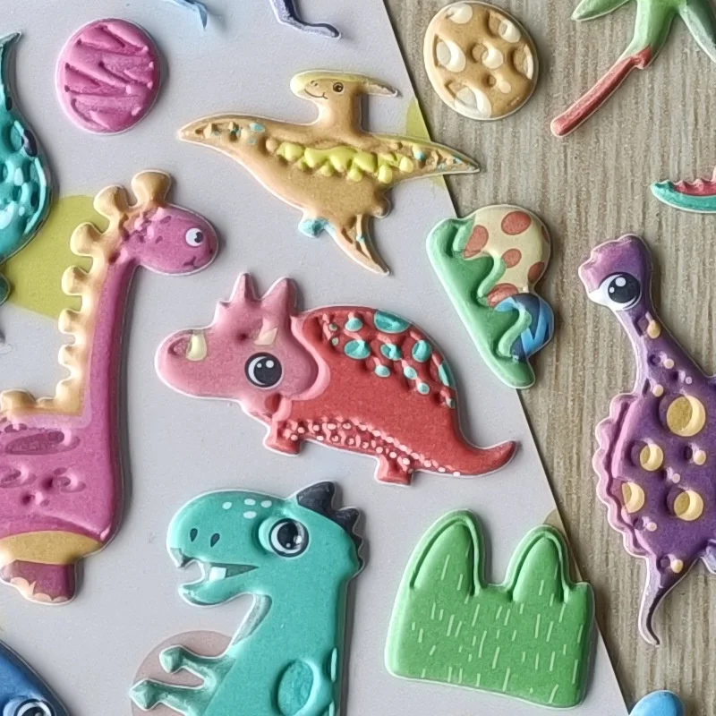Wholesale Cartoon Animal 3D Puffy Sticker Kawaii  Dinosaur Decorative Bubble Decals For Phone Laptop Cup