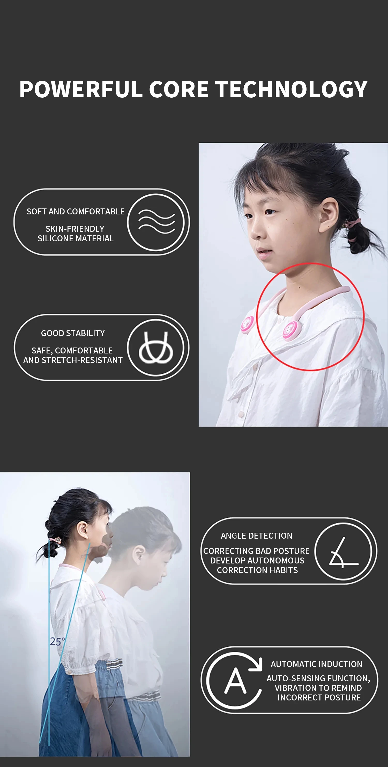 Neck Fix Sitting Support Device vibrates intelligent induction smart posture corrector