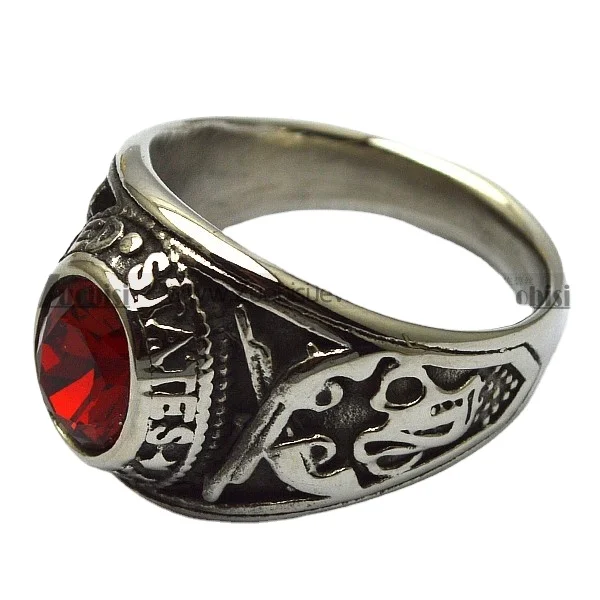 United States Vintage Silver Cross Gun Pattern Oval Fashion Jewellery Red Ruby for Women  Ring for Women