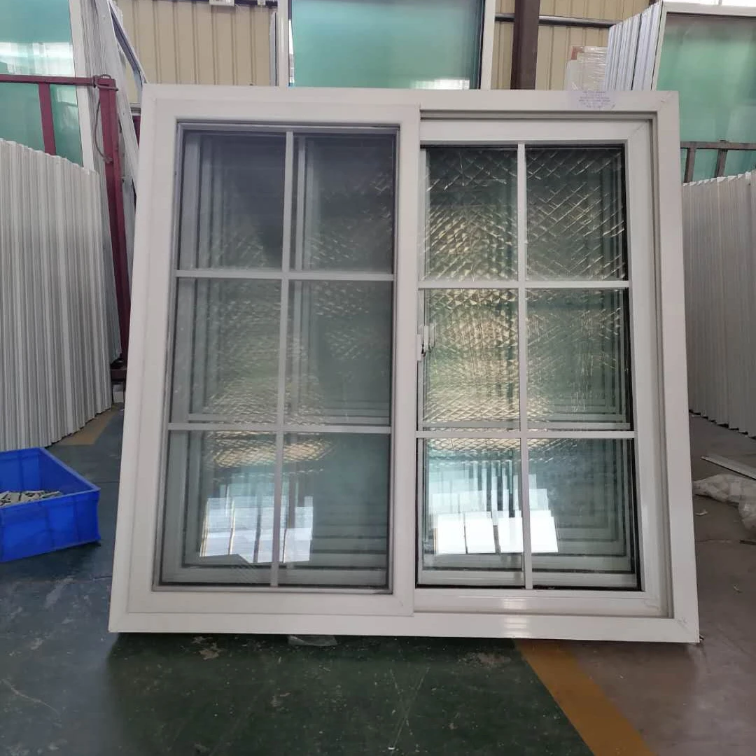 UPVC windows Double Glazing Sliding Window with Grill Design for Home