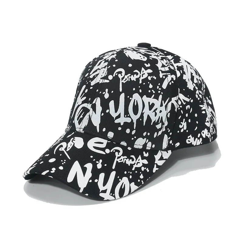 New design fashion printing peaked cap Custom logo casual graffiti baseball cap
