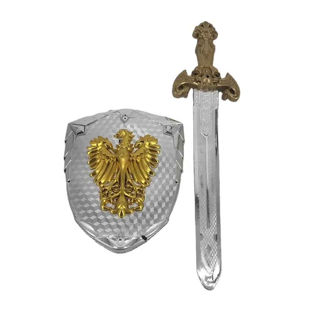 
Toy set Sword and shield Wholesale Kids Plain Cosplay Set Plastic Material Engraving Level boys gift knight weapons 