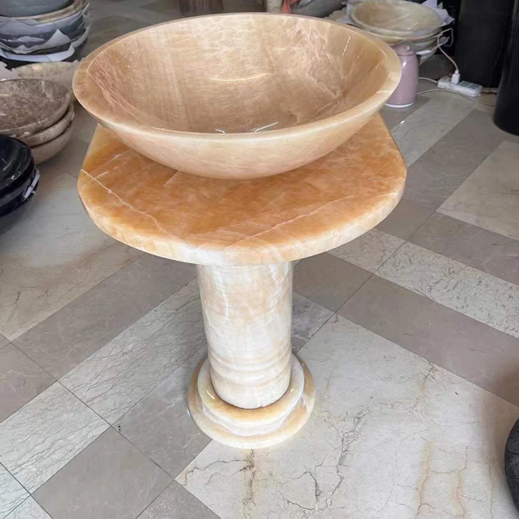 New Arrivals Modern Design Agate Onyx Sink Artificial Stone Sintered Stone Basin Marble Pedestal Basin
