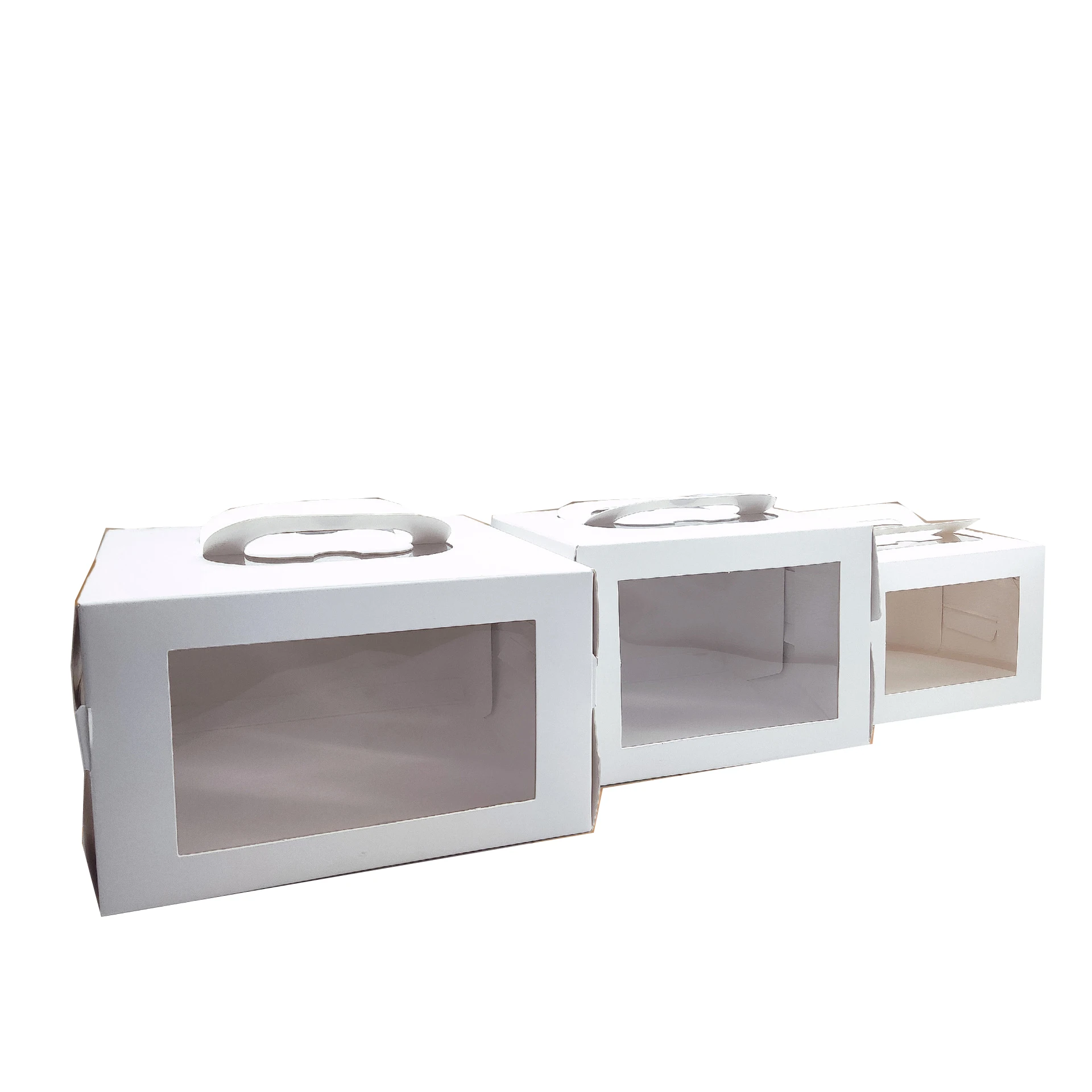 IMEE High Quality Elegant Customized Logo White Strong Thick Cardboard 4 6 8' Sweet Cake Box with Cake Board and Clear Window