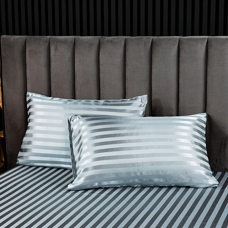 AMZ Hot Sale Textured Satin Throw Pillow Cover Solid color Striped Patterned Satin Silk Pillow Case Pillow Cover