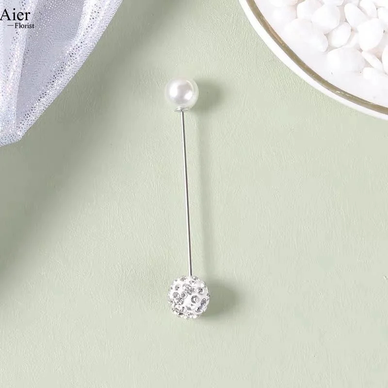 Aierflorist DIY Brooch Material Pearl Belt Tray One Line flower Bouquet and Clothing Pins Accessories