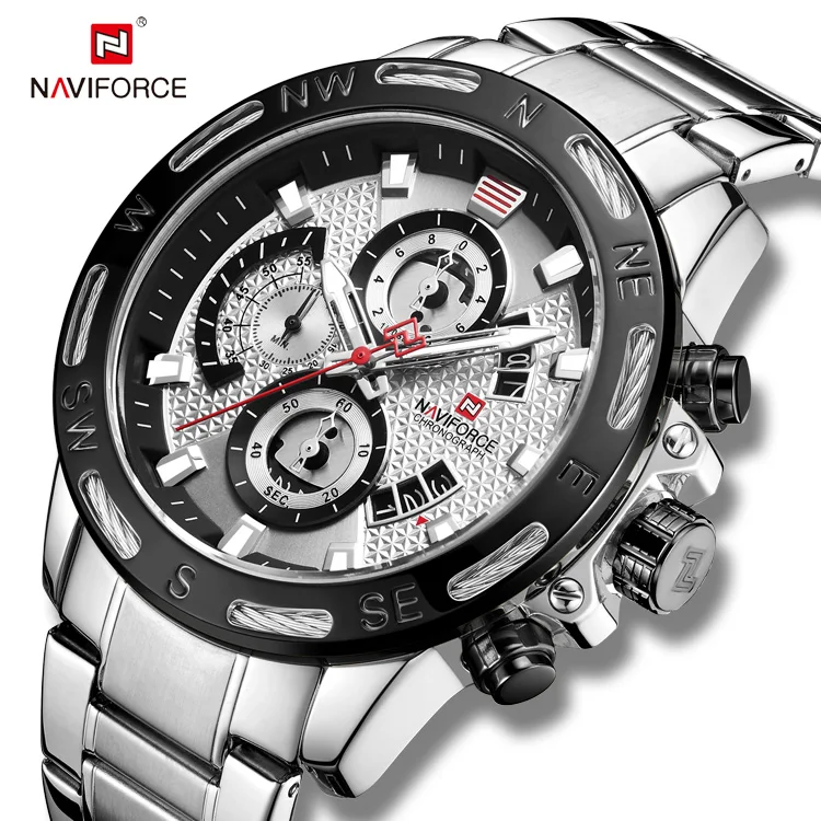 NAVIFORCE 9165 Top Brand Sport Man Watch Waterproof Chronograph Watch Creative Wire Bezel Japanese Movement Watch