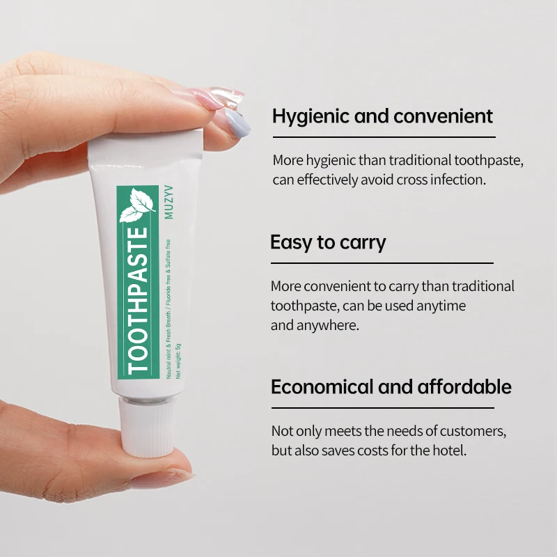 OEM logo 5g mint flavor travel size mini disposable toothpaste for hotel spa