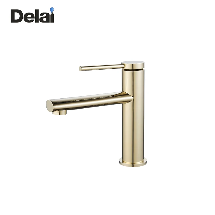Modern Commercial Solid Brass Deck Mount Single Handle Sink Basin Faucet Taps for Bathroom Lavatory