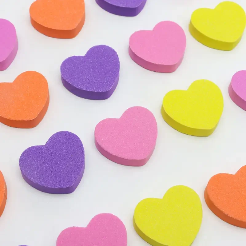 BIN  mini pink nail file double side trimmer sponge file professional tools with heart shaped