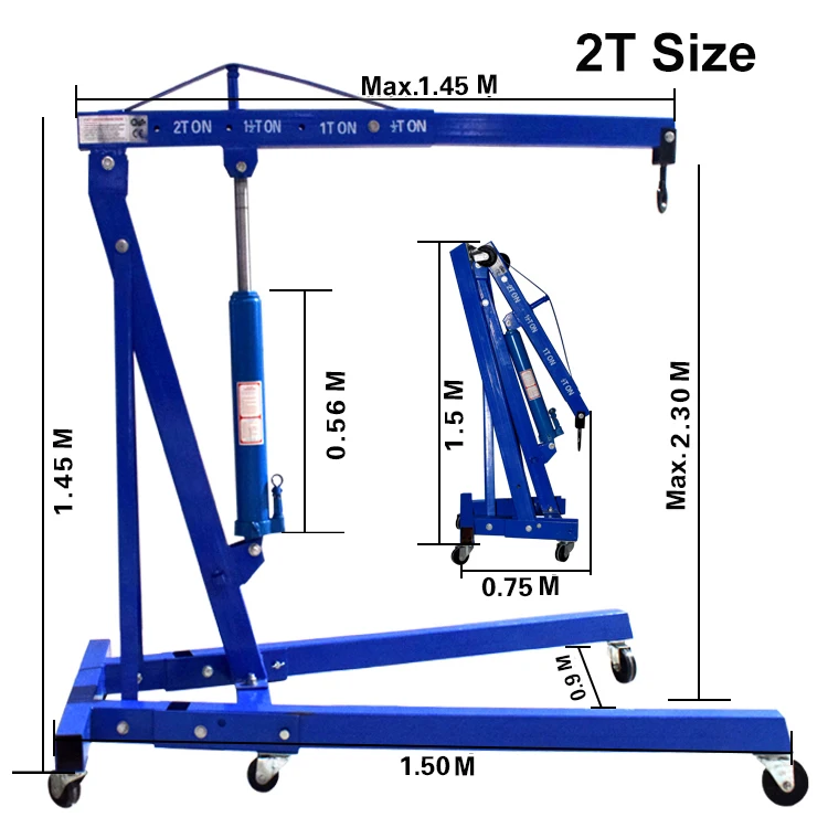 2Ton Foldable Car Hydraulic Engine Crane Manual Shop Car Hoist Engine Crane Lifting