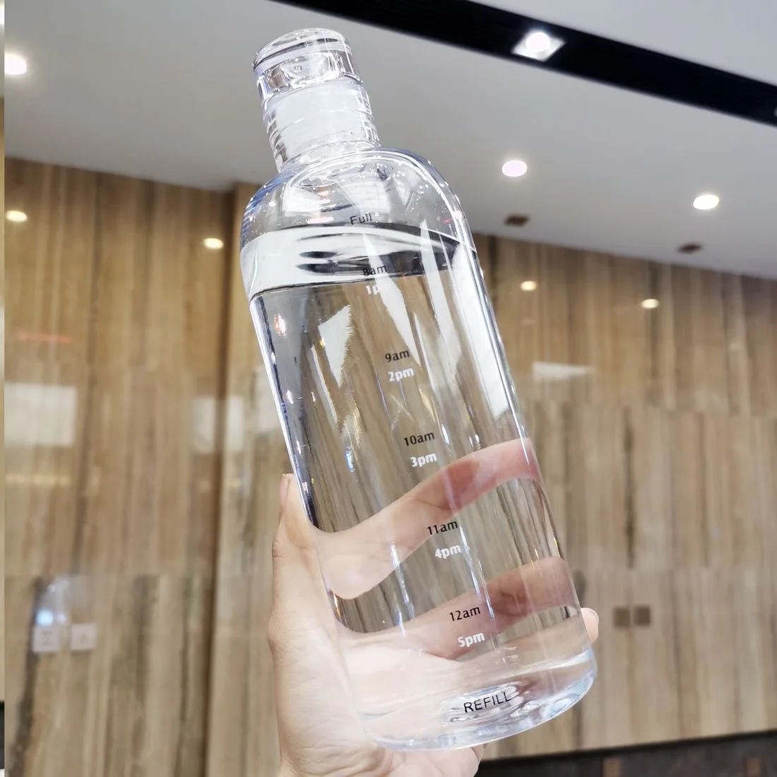 Wholesale Plastic Glass Drink Wide Mouth time scale Double Insulated Gym Sport Water Bottle Creative drinking cup