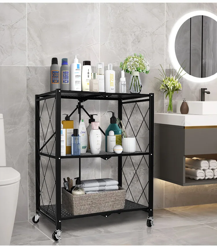 Factory Direct 3/4/5 Layer Microwave Oven Stand Portable Steel Metal Storage Folding Kitchen Rack