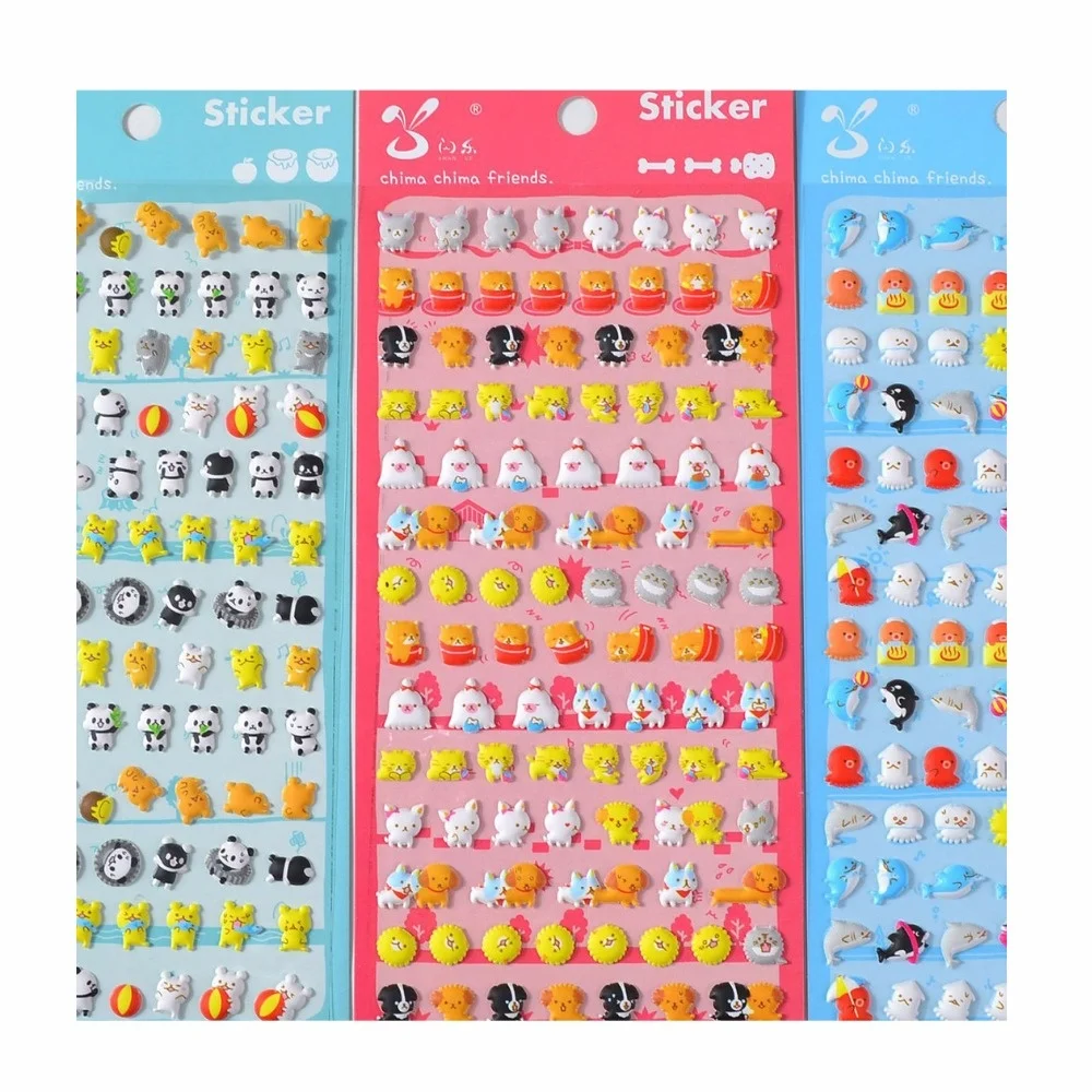 Пользовательские клейкие Мультяшные 3D пышные наклейки для