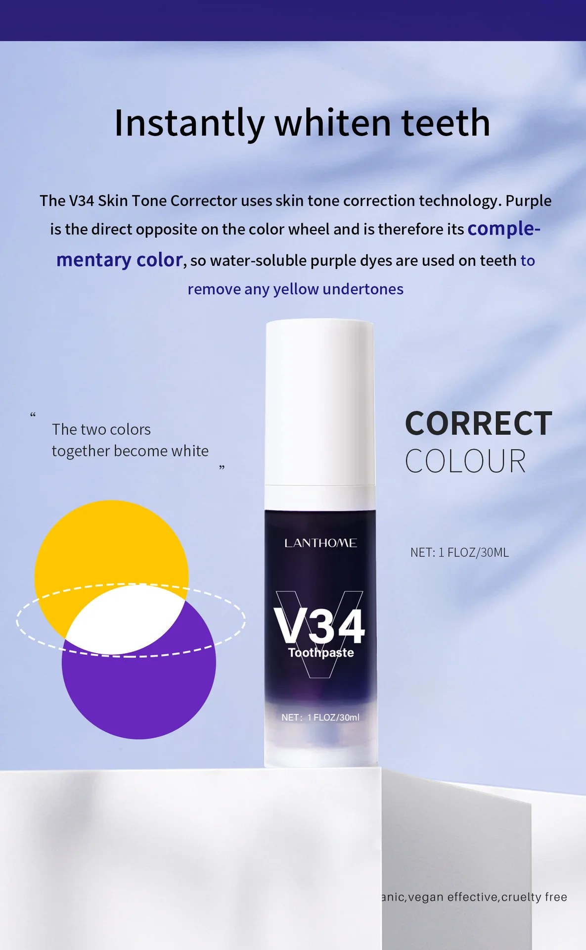 v34 Purple toothpaste to remove smoke stains teeth whitening toothpaste