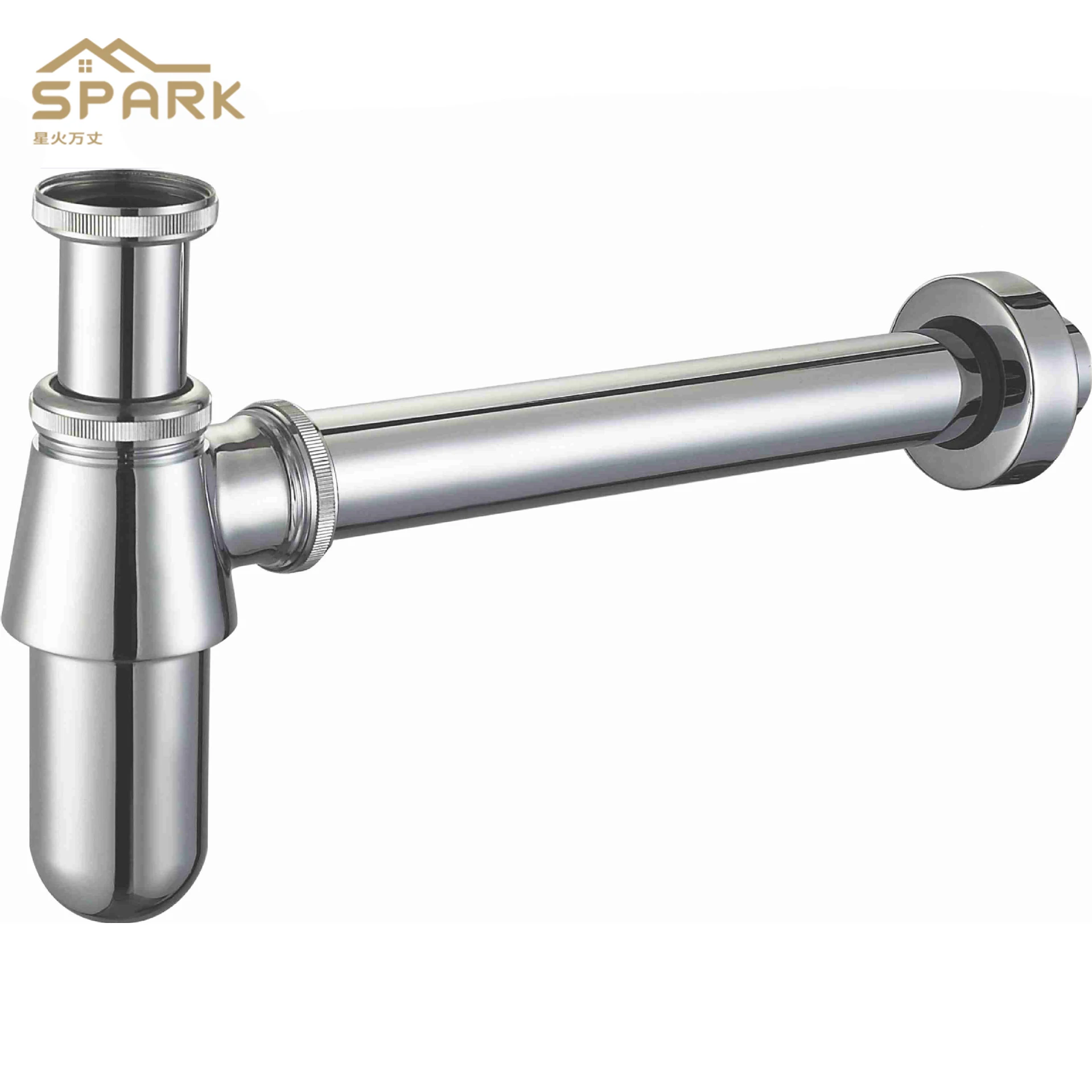 Factory direct sales of all copper wall-mounted drainer water bottle orchid drainer spacer pot chrome plating P trap