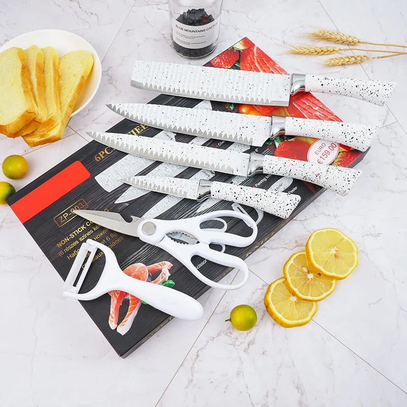 Wholesale Quality New Design Household Kitchen Knife 6 Pieces Of Stainless Steel Plastic Handle Set