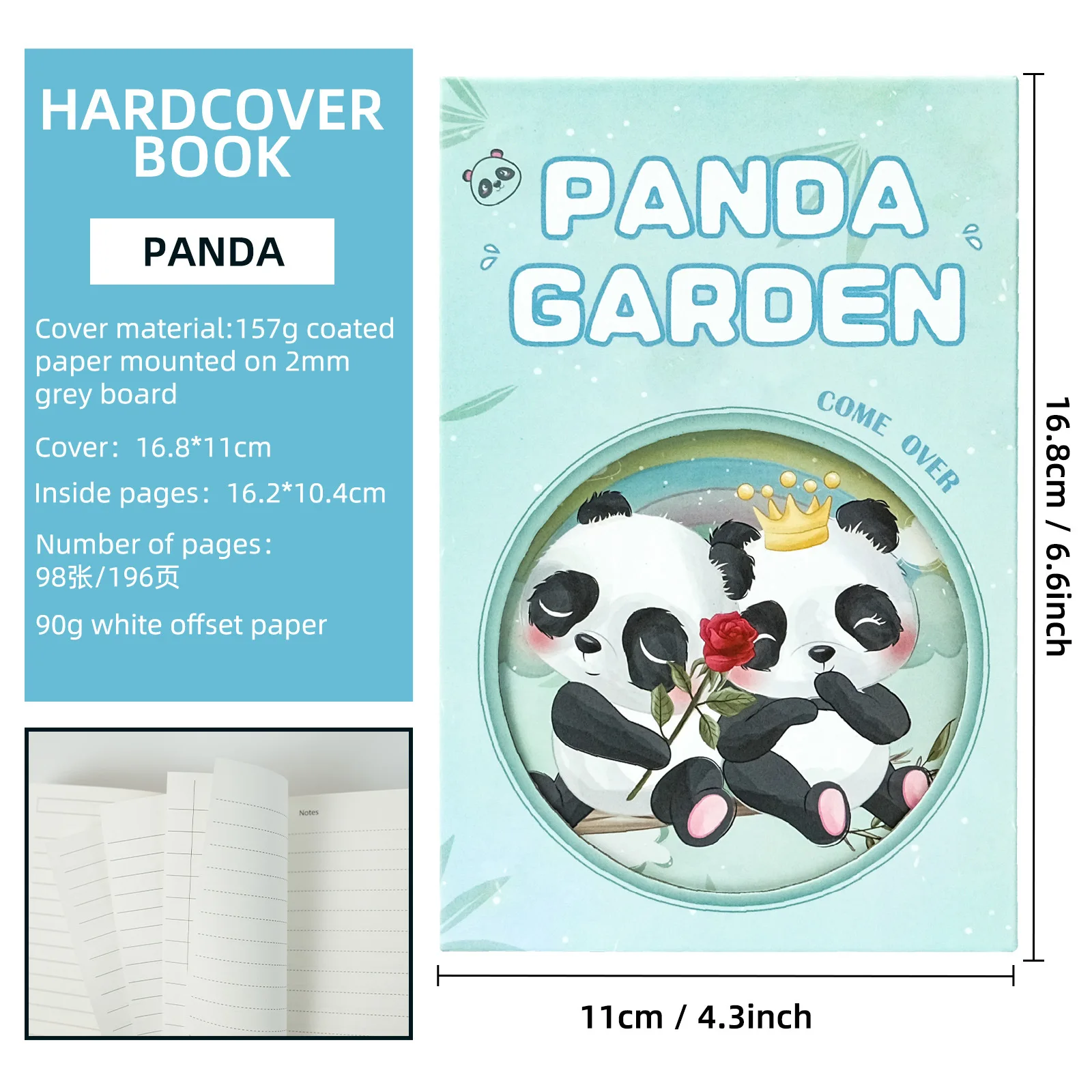 Panda Stationary Cartoon Mini Cute Panda Notebook Notepad Portable Hardcover