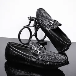 Italian Handmade Soft Driving Shoes Genuine Leather Formal Moccasins Dress Shoes for Men