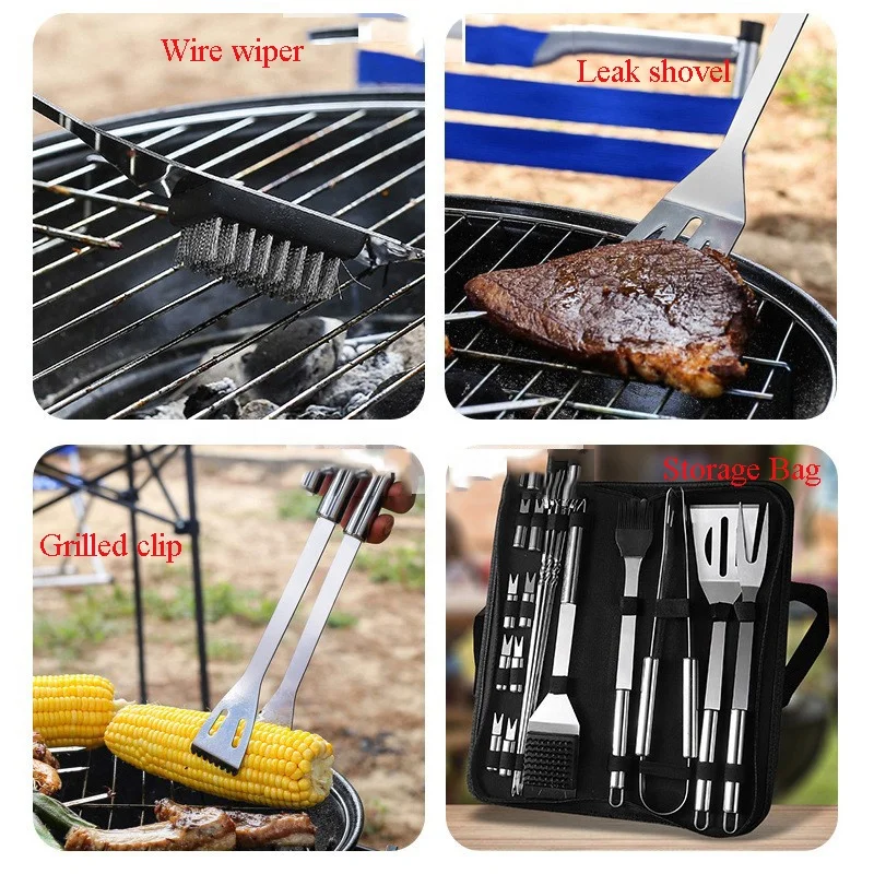 Amazon Stainless Steel Grill Set Barbecue Combination Tool Outdoor Household BBQ Grill Set Grill Set