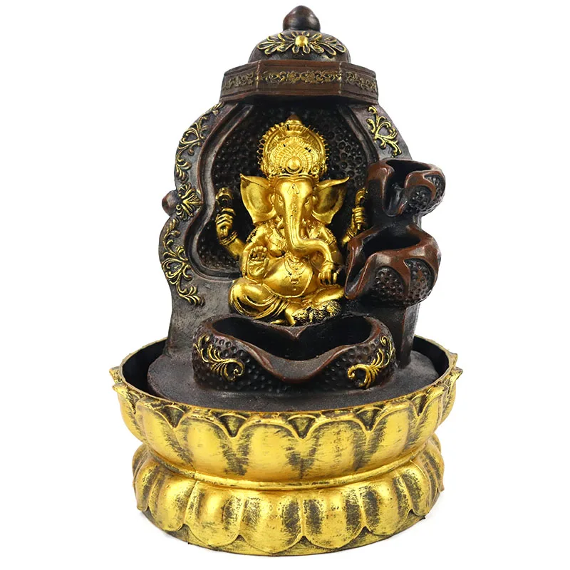 Southeast Asia Feng Shui Elephant God Statue Waterfall Indoor Tabletop Ganesha Water Fountain