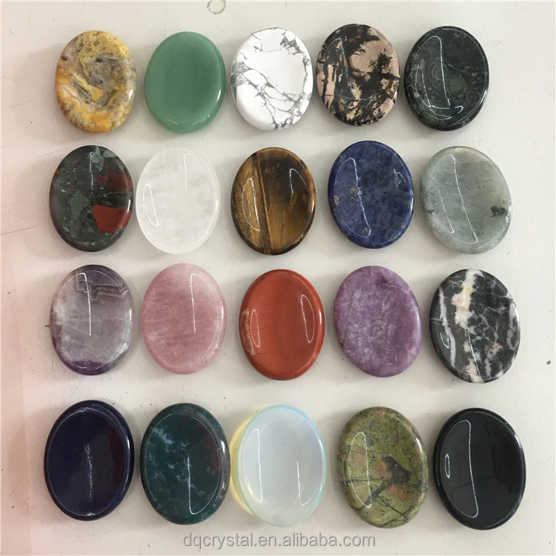 Wholesale Hot Sale Natural Crystal Rose Quartz Worry Stone Crystal Obsidian Thumb Massage Palm Stone for Sale