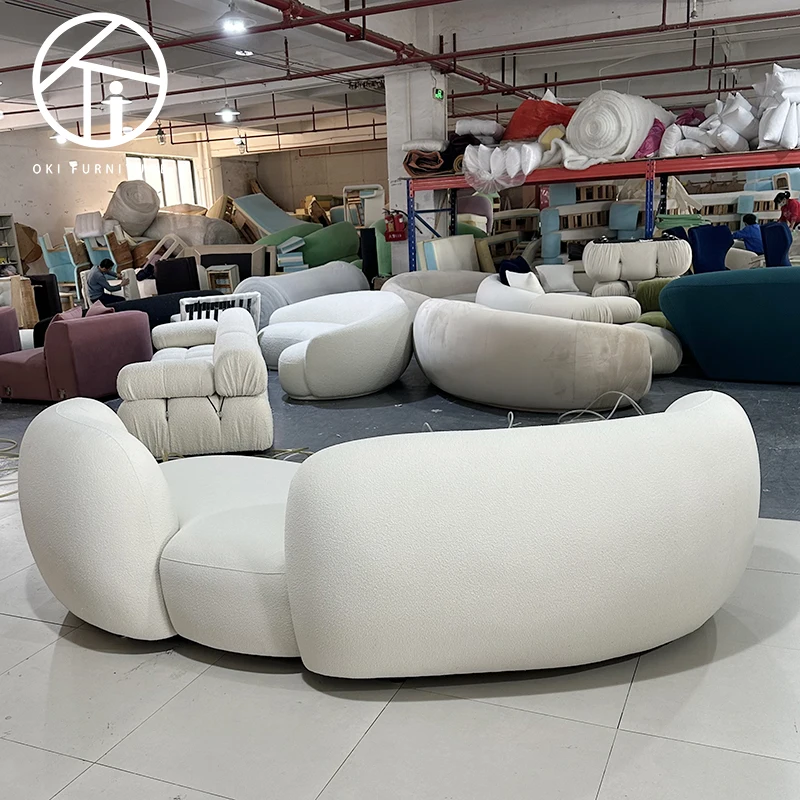 Modern Custom Elegant White Boucle Soft Couch 3 Seat Sofas For Living Room for home luxury Sofa Set