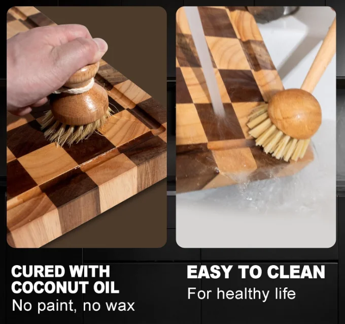 202411 Acacia Wood Cutting Board with Juice Groove, Butcher Block Cutting Board for Kitchen,  End Grain Cutting Board