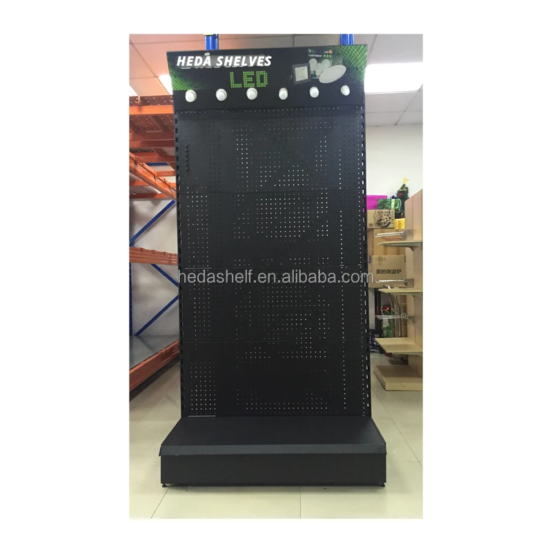 Tools display rack shelf retail shelving racks metal store display rack with light