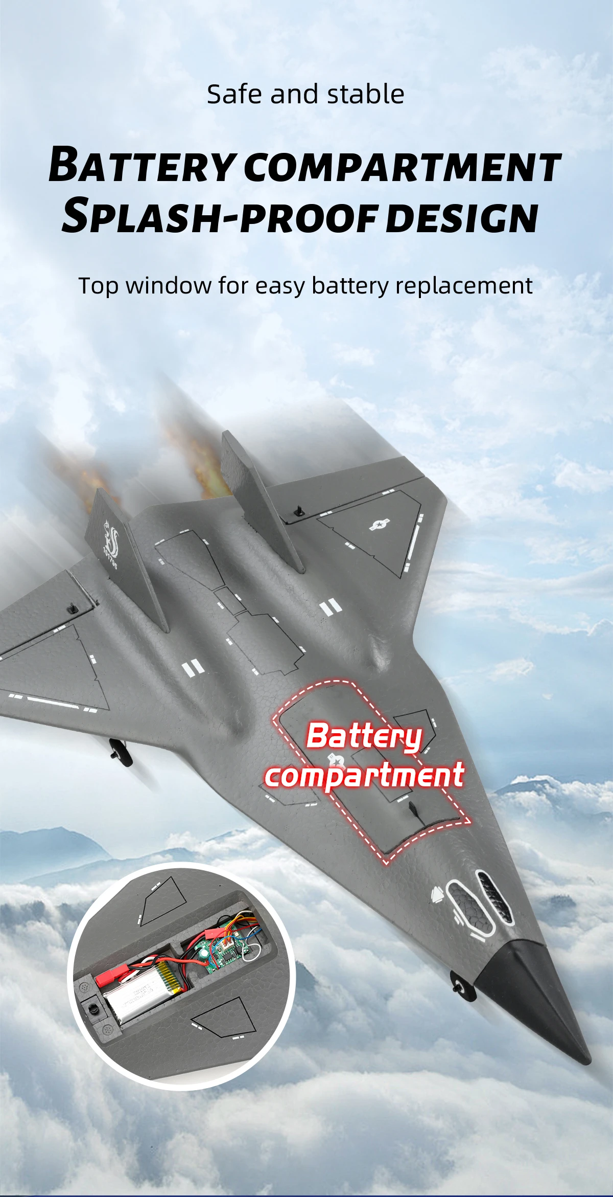 HOSHI FX9672 RC Airplane Remote Control SR72 Future Fighter Dual Channel RC Plane Glider Four Channel Fixed Wing Model Aircraft