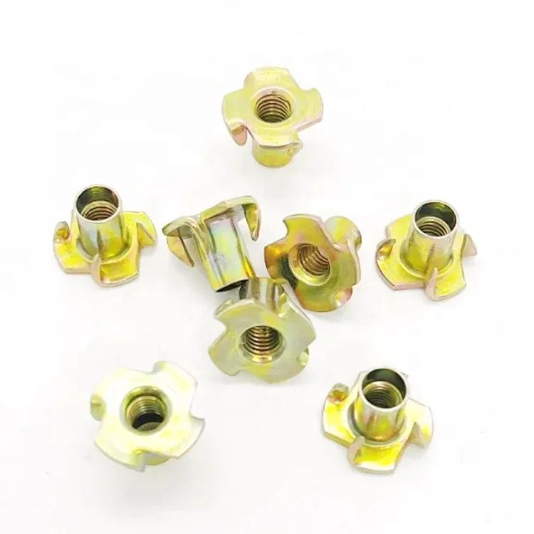 1/4*12 Furniture Hardware Galvanized Sofa Fork Thread Nut Insert Carbon Steel Tee Nut Furniture Insert Four-Claw Nut