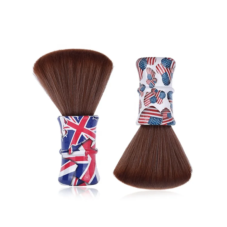 barber shop broken hair sweep brush high quality water transfer wooden handle hair cutting neck duster brush