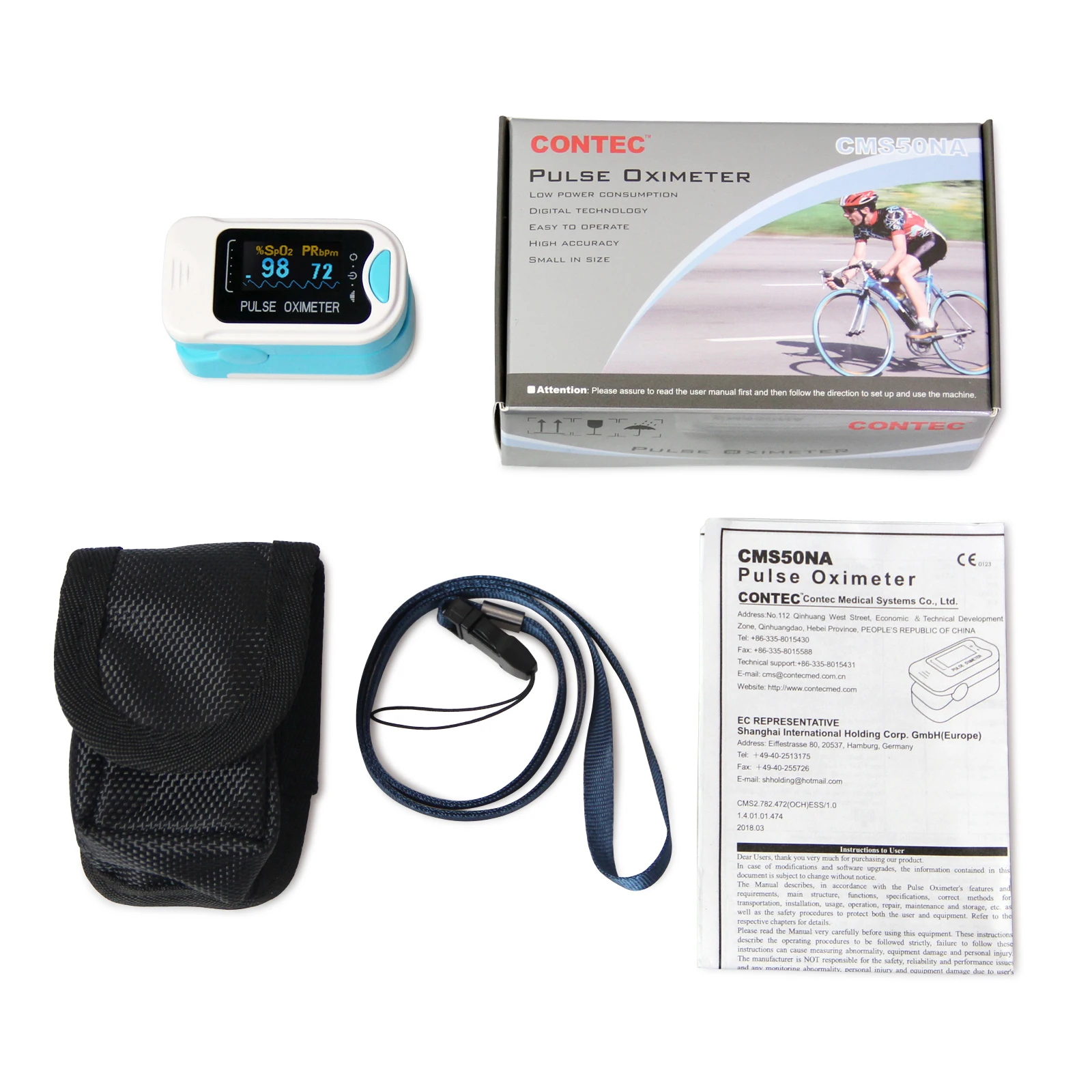 CONTEC OLED Color screen Digital Pulse Oxygen Saturation Meter Fingertip Pulse Oximeter with SpO2 and PR