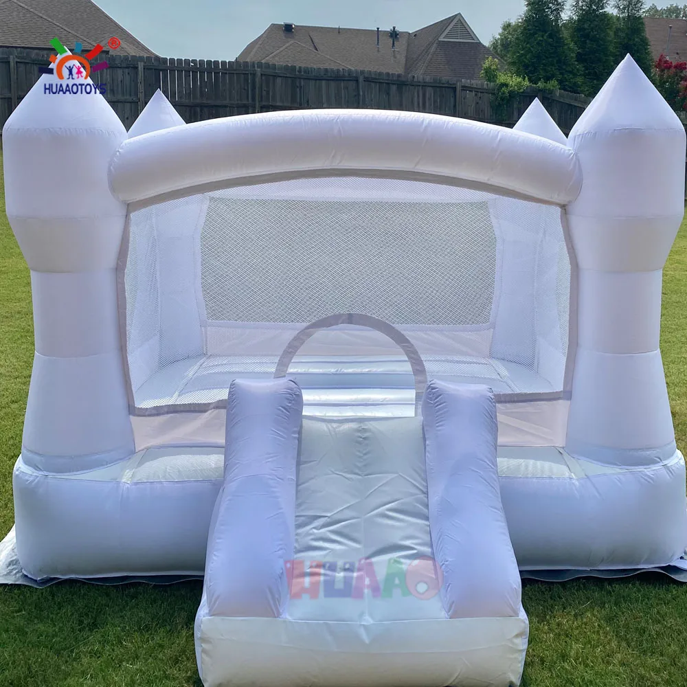 White mini inflatable bounce house bouncy castle jumper slide inflatable bouncer