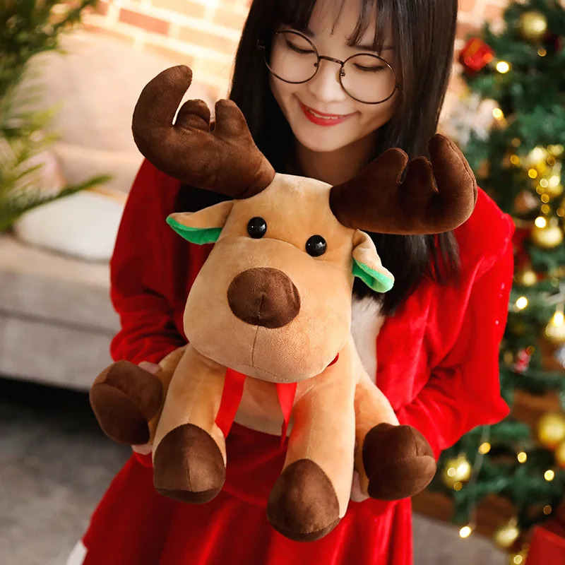 New design  Different Sizes  Cute Cartoon gift Soft stuffed Animal Sleeping Comfort Accompany Christmas Elk Plush Toy