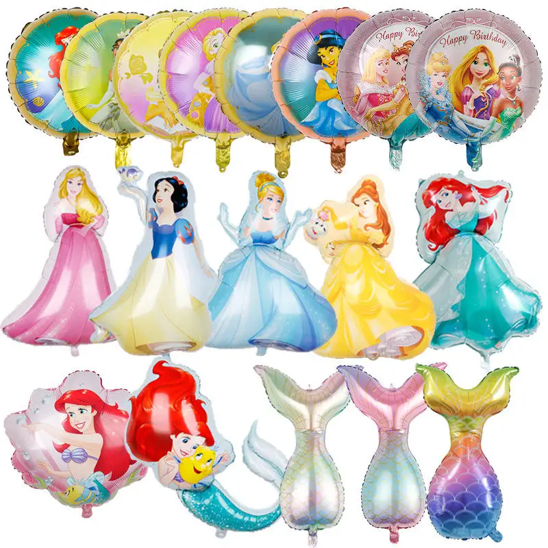 Princess Large Belle Snow White Cinderella Elsa Ariels Foil Balloons Girls Birthday Party Decoration Kids Toys Air Globos X0144