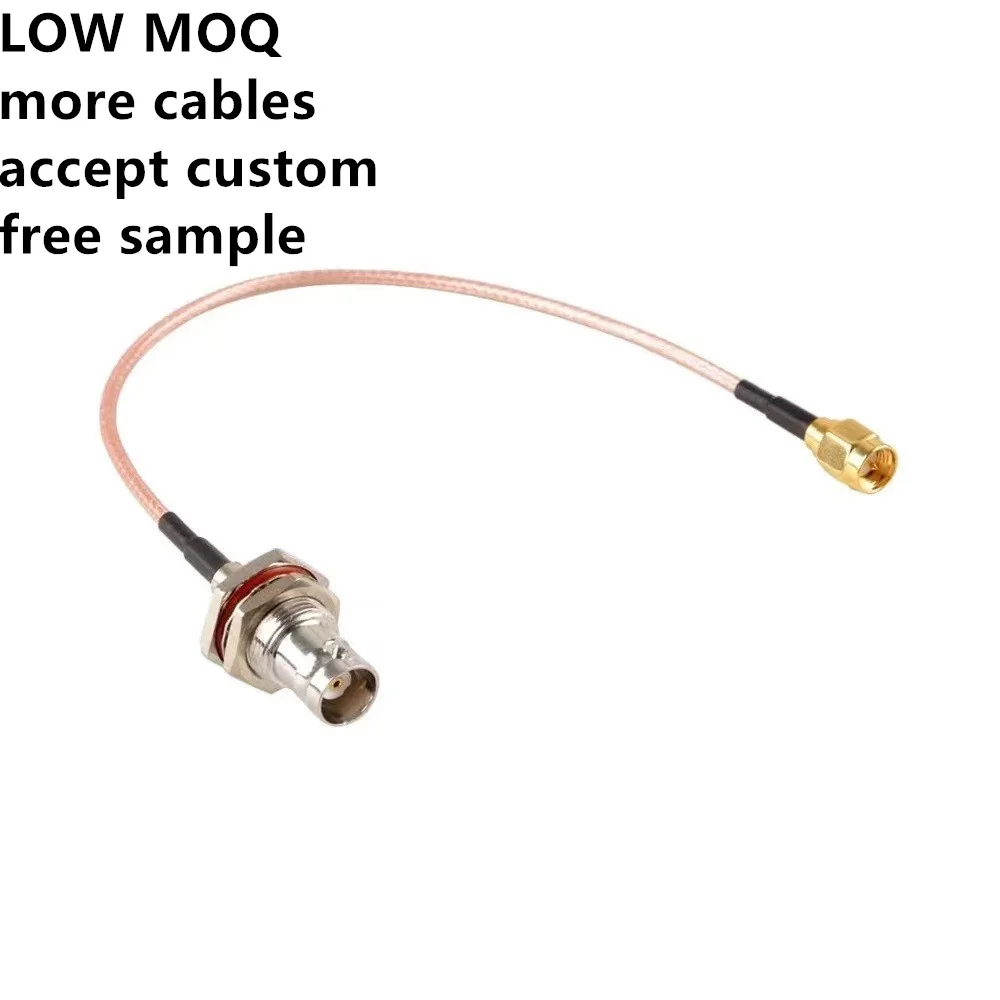 Custom length  SMA Male Male To Female Jack Bulkhead Crimp Connector RG316 RG174 LMR100 RF Cable Assembly