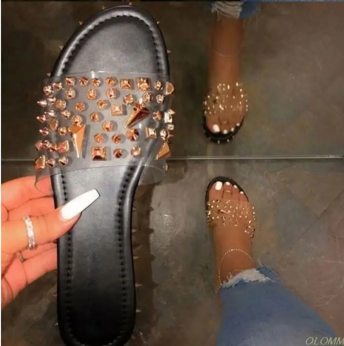 SANMAO  Rivet Decorated Personalized Metal Thin Heels Women Pump Super High Heel Shoes 1 Pair No Platform