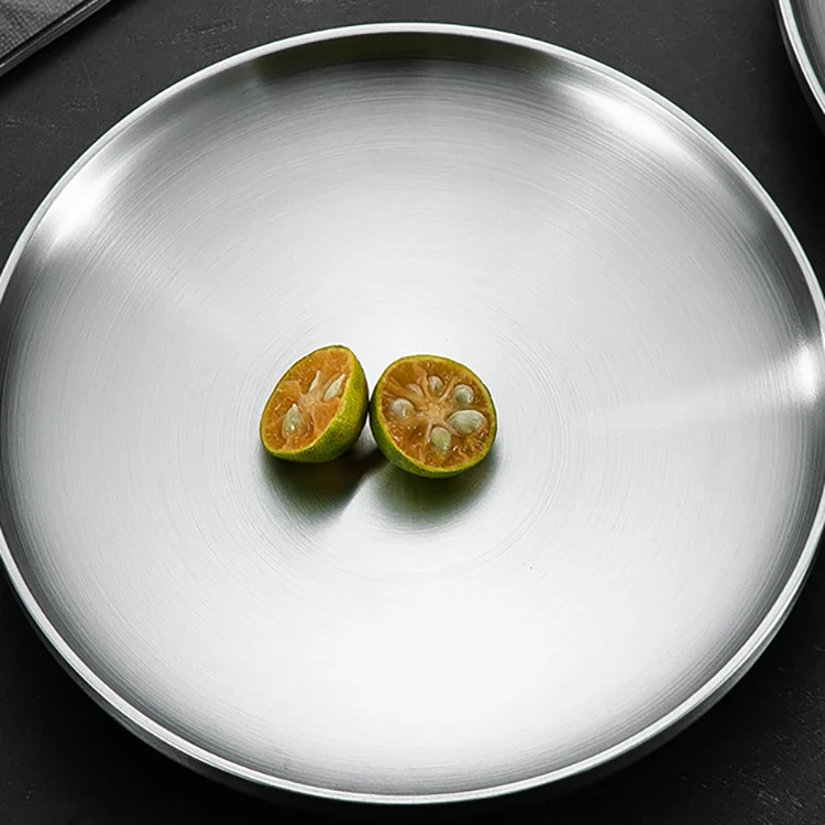Direct Factory Supply 304 Stainless Steel Japanese Dish Outdoor Camping Dinner Salad Plate Home Hotel Restaurant Tableware Set